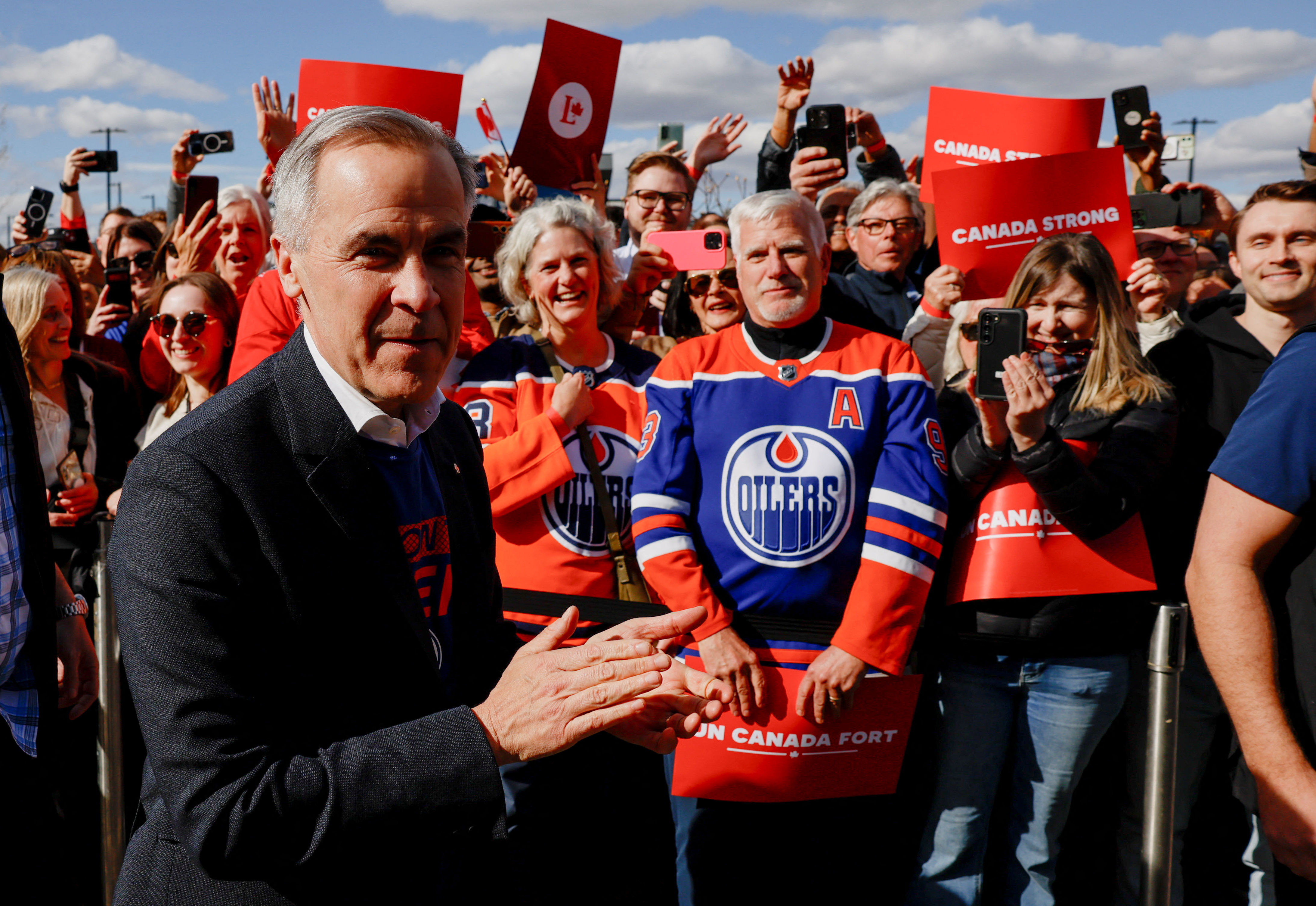 ▲▼ 加拿大總理卡尼（Mark Carney）選前一天出席競選活動。（圖／路透）