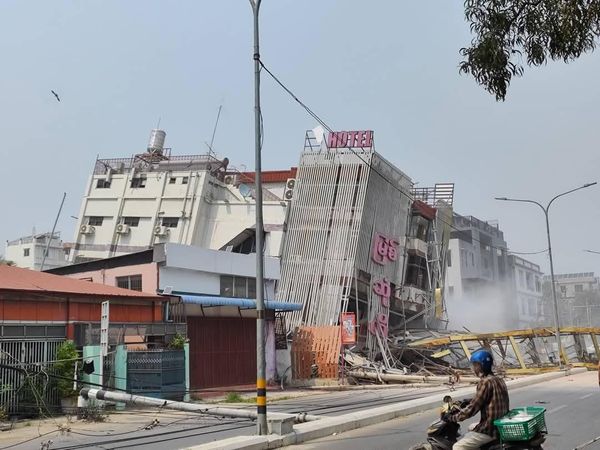 ▲▼緬甸強震後，多棟建築及橋樑倒塌。（圖／翻攝自Facebook／Khit Thit Media）