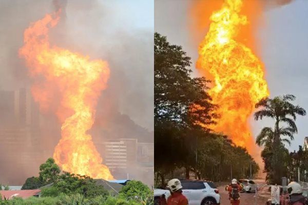 ▲▼馬來西亞一條天然氣管道洩漏，引發大爆炸。（組圖／翻攝自Facebook）