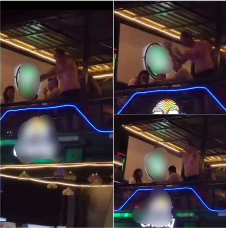 ▲▼陸男爛醉在餐廳「狂撒鈔票」！當眾脫衣跳舞　遊泰失控影片曝。（圖／翻攝自Facebook／เจ๊ม้อย v+）