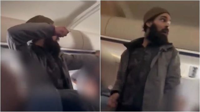 8217918-1 ▲▼男乘客嗆「殺光所有人」湯匙攻擊空服員 下秒反被圍攻壓制。(圖/翻攝X)