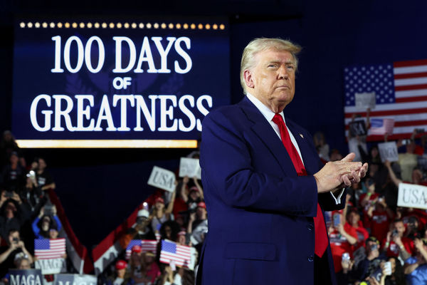 ▲▼美國總統川普（Donald Trump）就職百日演說。（圖／路透）