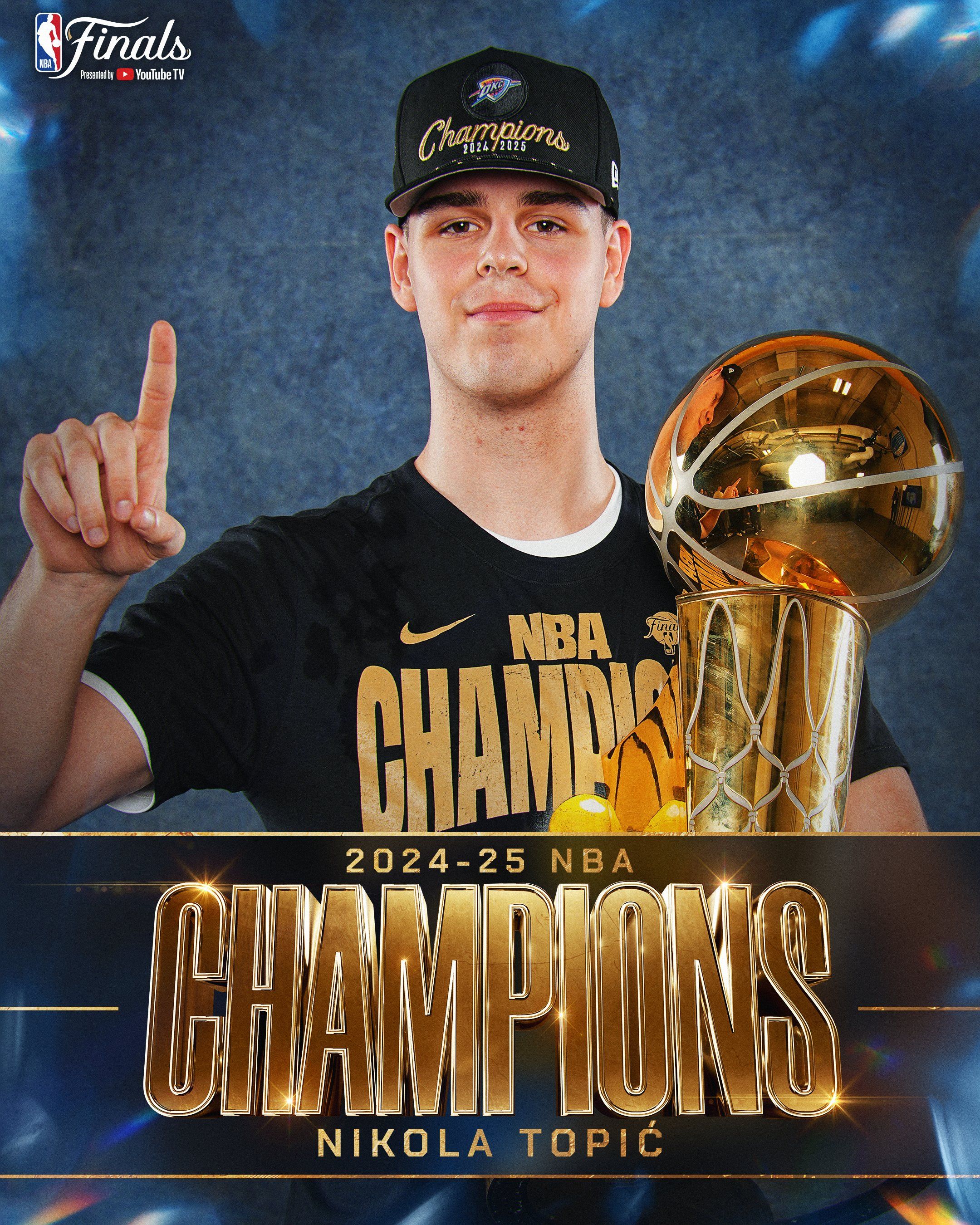 ▲▼雷霆19歲菜鳥後衛托皮奇還未在NBA登場就贏得總冠軍，寫下歷史紀錄。（圖／翻攝自X／NBA）