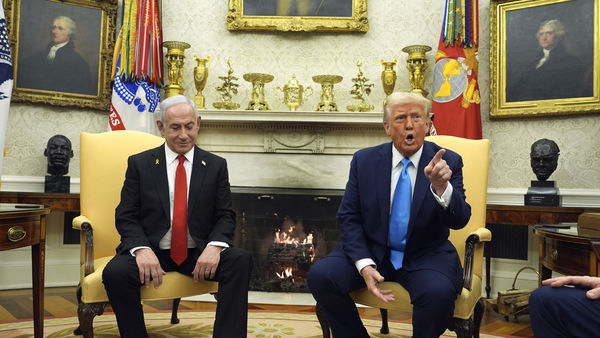 ▲▼美國總統川普（Donald Trump）4日與以色列總理納坦雅胡（Benjamin Netanyahu）在白宮會面。（圖／達志影像／美聯社）