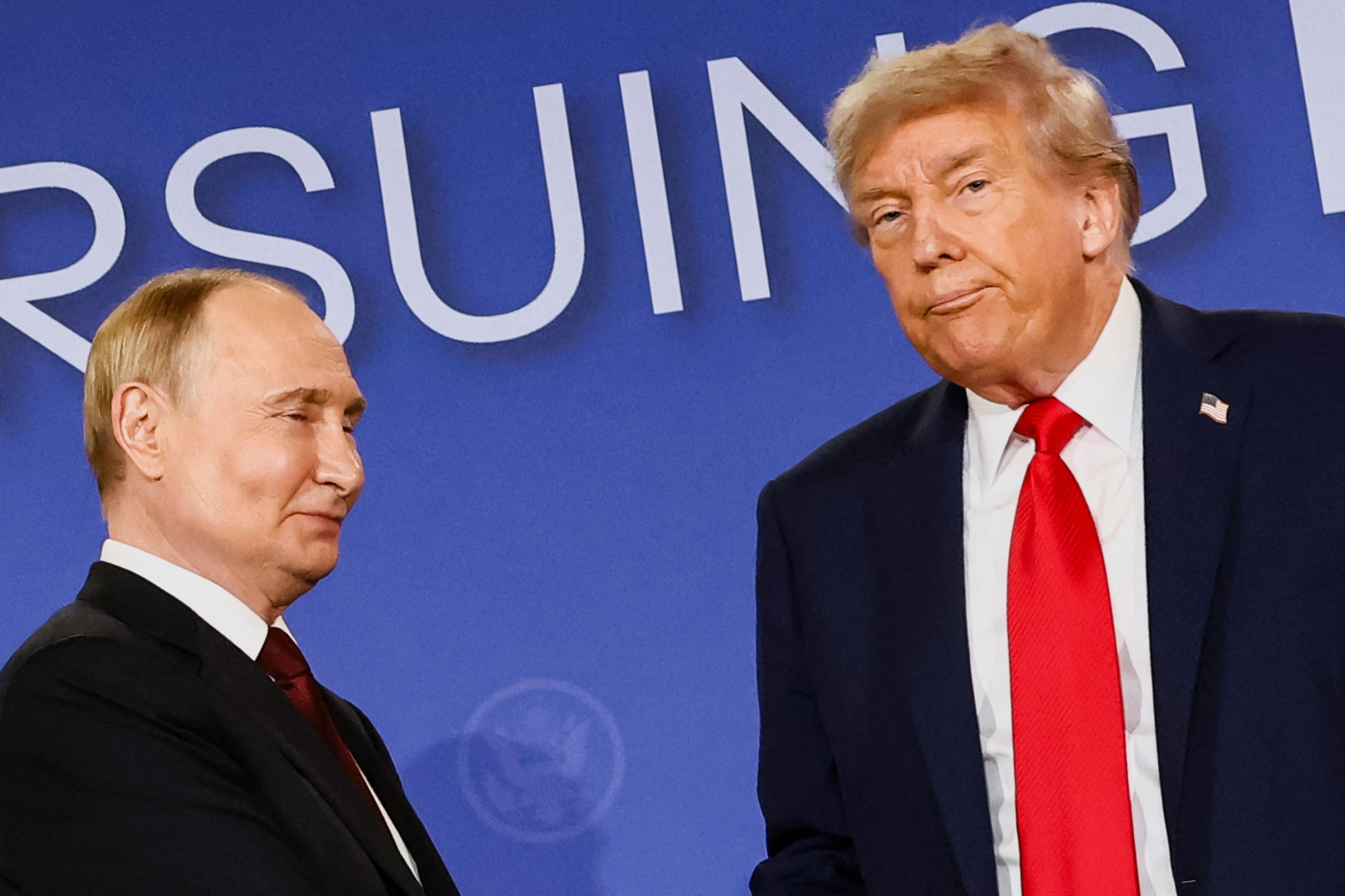 8357918 ▲▼美國總統川普(Donald Trump)16日於阿拉斯加與俄羅斯總統普丁(Vladimir Putin)舉行峰會。(圖/路透社)