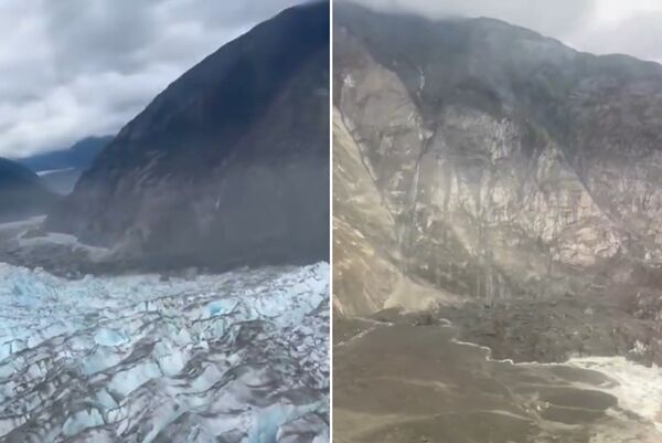▲▼阿拉斯加大山崩「引發4.5公尺海嘯」　空拍畫面曝光。（圖／翻攝X）