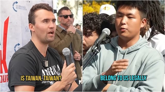 ▲▼挺台言論曝光！　遇刺川普盟友「直球對決」中國學生影片瘋傳。（圖／翻攝YouTube／@turningpointusa）