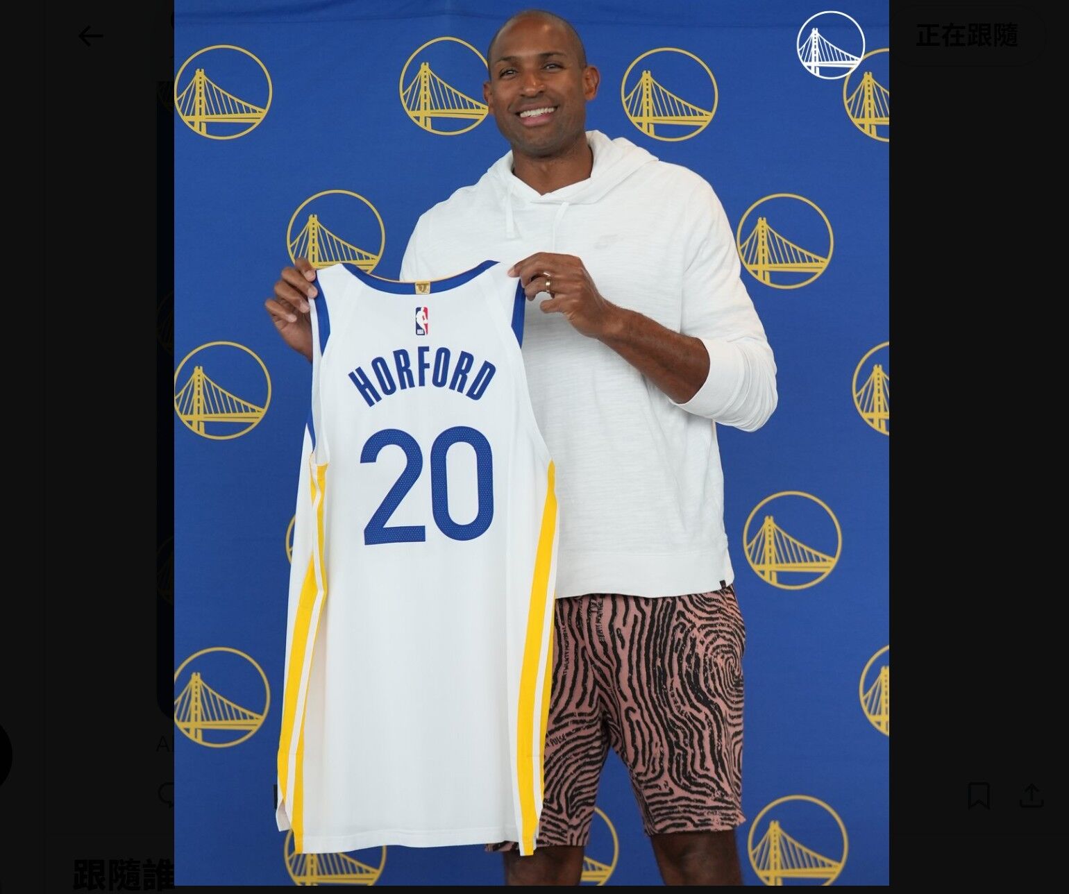 ▲▼39歲冠軍中鋒霍佛德正式加盟勇士。（圖／翻攝自X／Golden State Warriors）