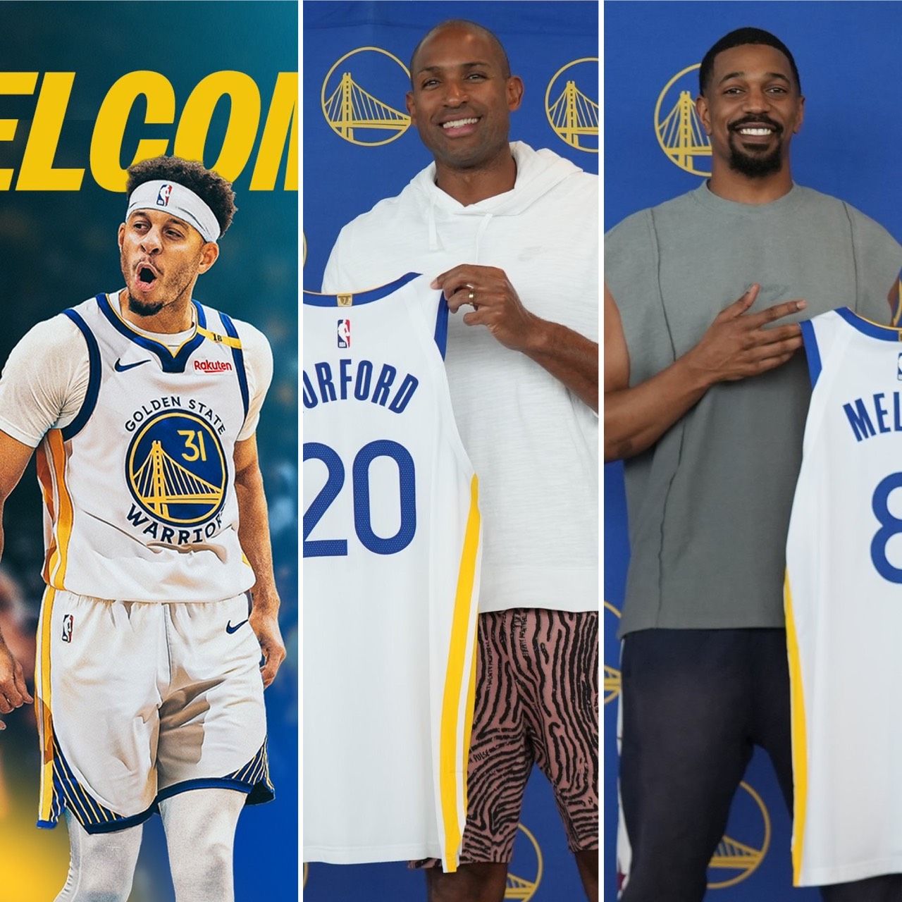 ▲▼勇士3位新援，由左而右小柯瑞、霍佛德與梅爾頓             。（圖／翻攝自X／Golden State Warriors）