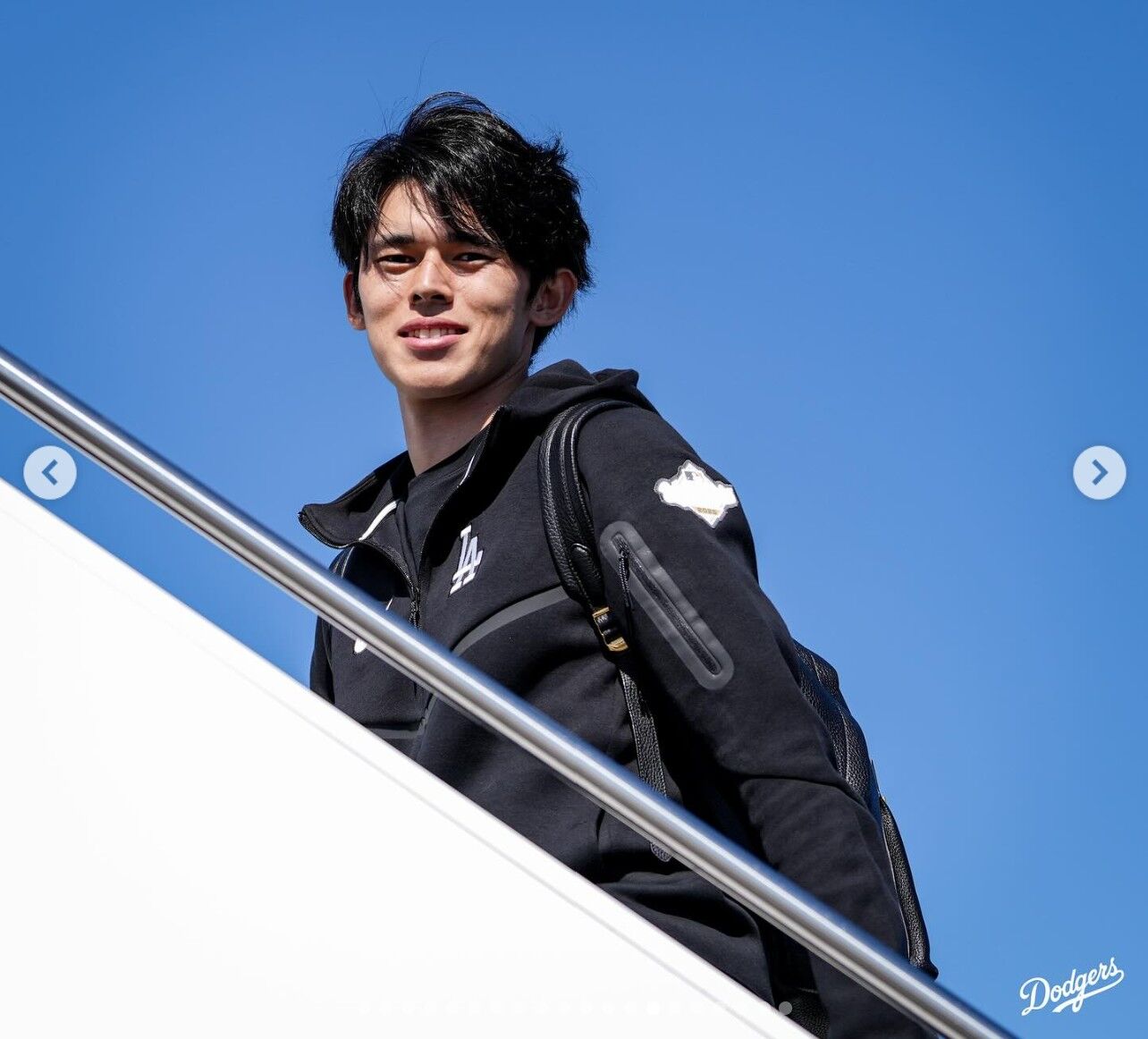 ▲▼洛杉磯道奇啟程飛往多倫多備戰世界大賽，山本由伸、佐佐木朗希。（圖／翻攝自IG／dodgers）