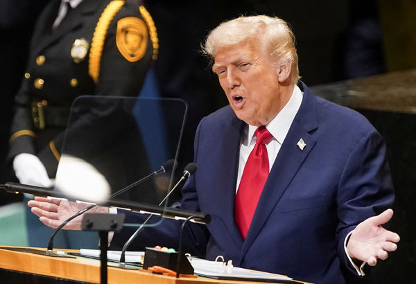 ▲▼美國總統川普（Donald Trump）23日在聯合國大會（United Nations General Assembly）發表演說。（圖／路透）