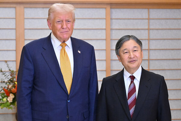▲▼日本德仁天皇在皇居御所會見來訪的美國總統川普（Donald Trump）。（圖／路透）