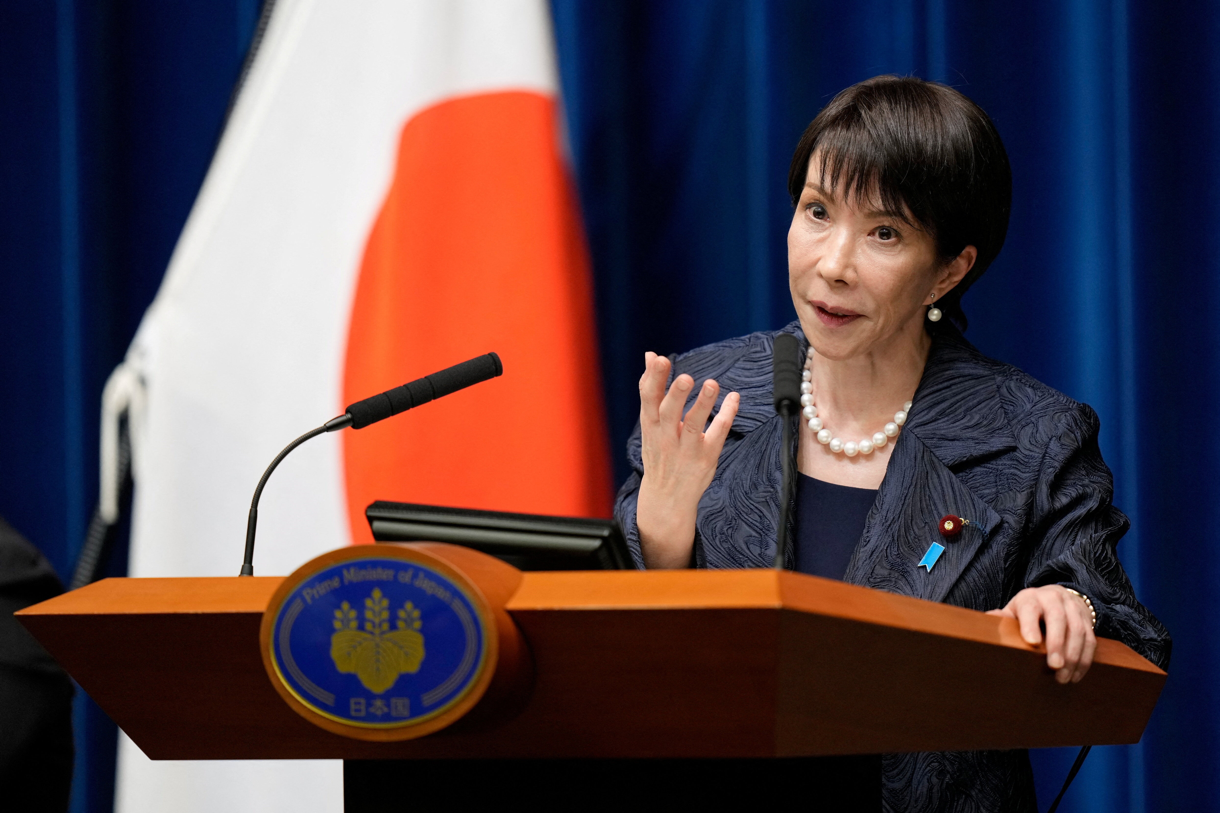8459113 ▲▼日本首相高市早苗21日晚間召開記者會。(圖/路透)