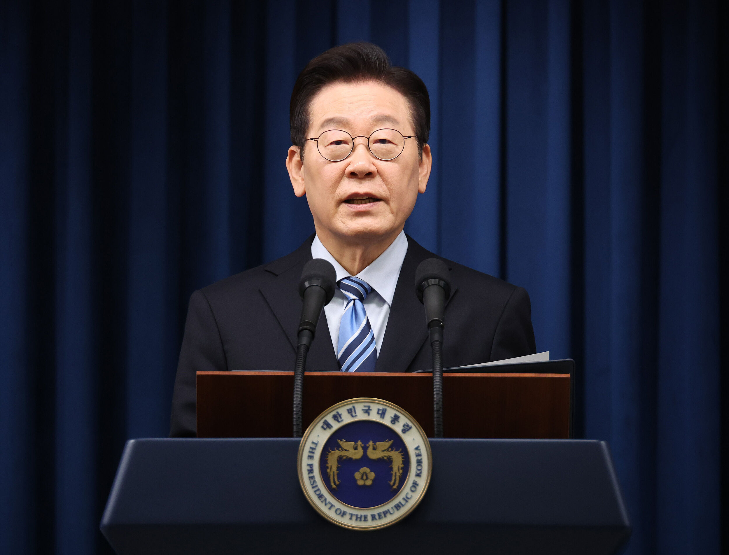 ▲▼南韓總統李在明14日上午宣布美韓達成協議，親自召開記者會說明。（圖／VCG）