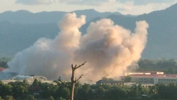 ▲▼又炸KK園區！緬軍連4天「爆破詐騙集團」　碎片噴到泰國境內。（圖／翻攝thaipbs.or.th）