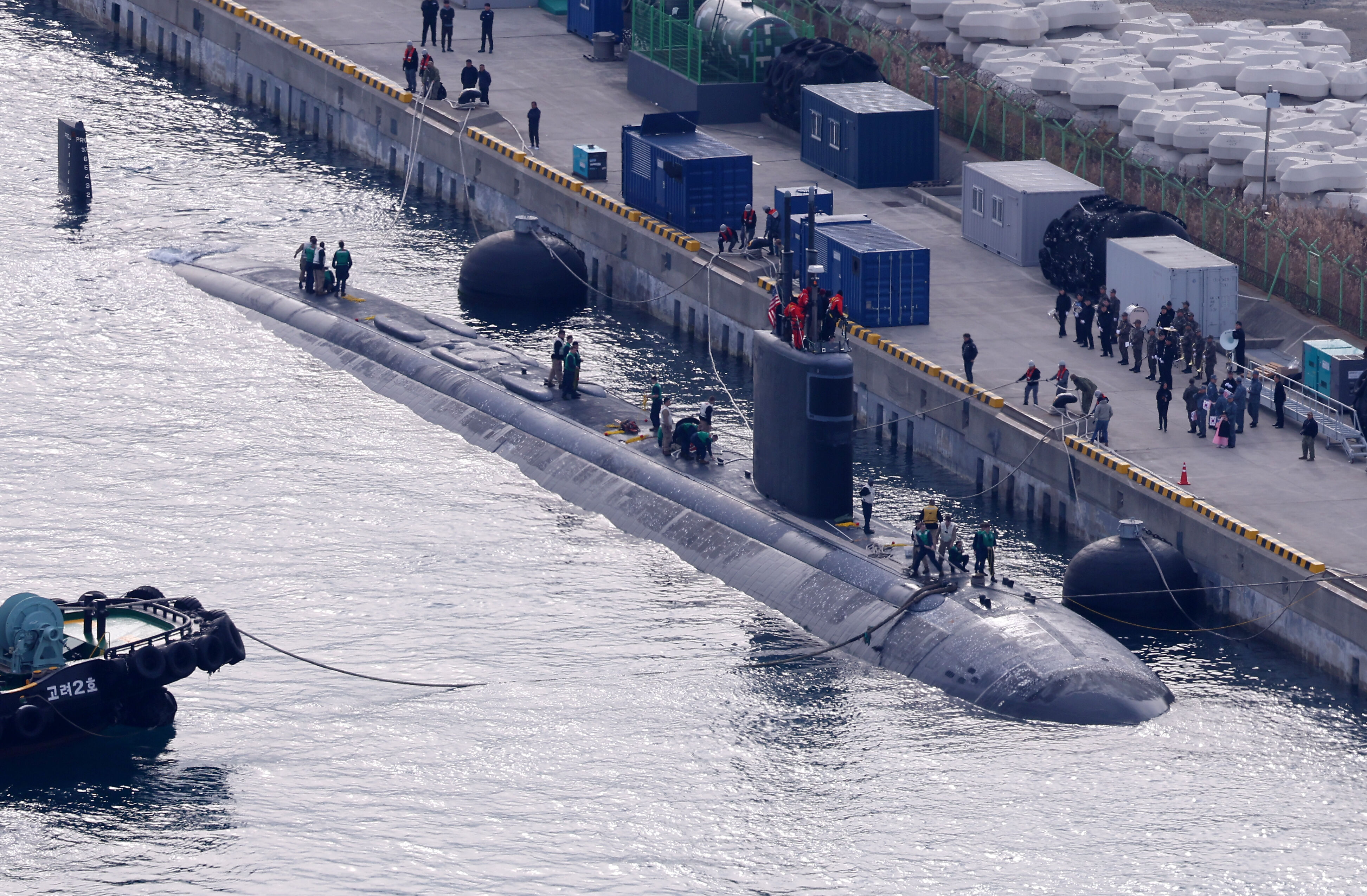 ▲▼美國海軍洛杉磯級核動力攻擊潛艦「格林維爾號」於23日進入南韓釜山。（圖／達志影像）