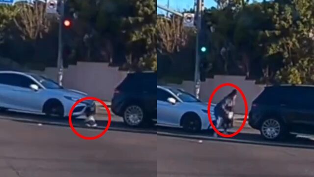 ▲▼驚悚畫面！美休旅車左轉「1歲童噴飛摔出來」　後車嚇壞急煞。（圖／翻攝X）
