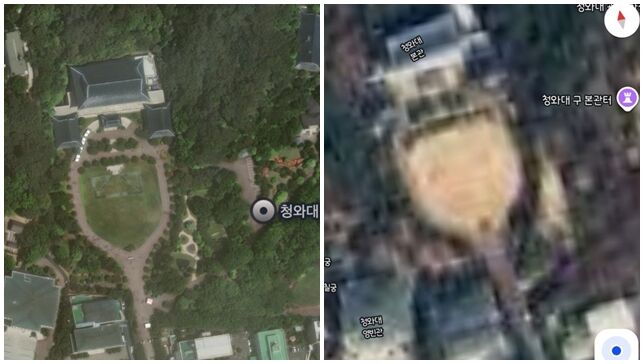 8576044 ▲▼Apple地圖、Google地圖仍可清晰顯示青瓦台的建築外觀和具體位置。(圖/翻攝自韓網)