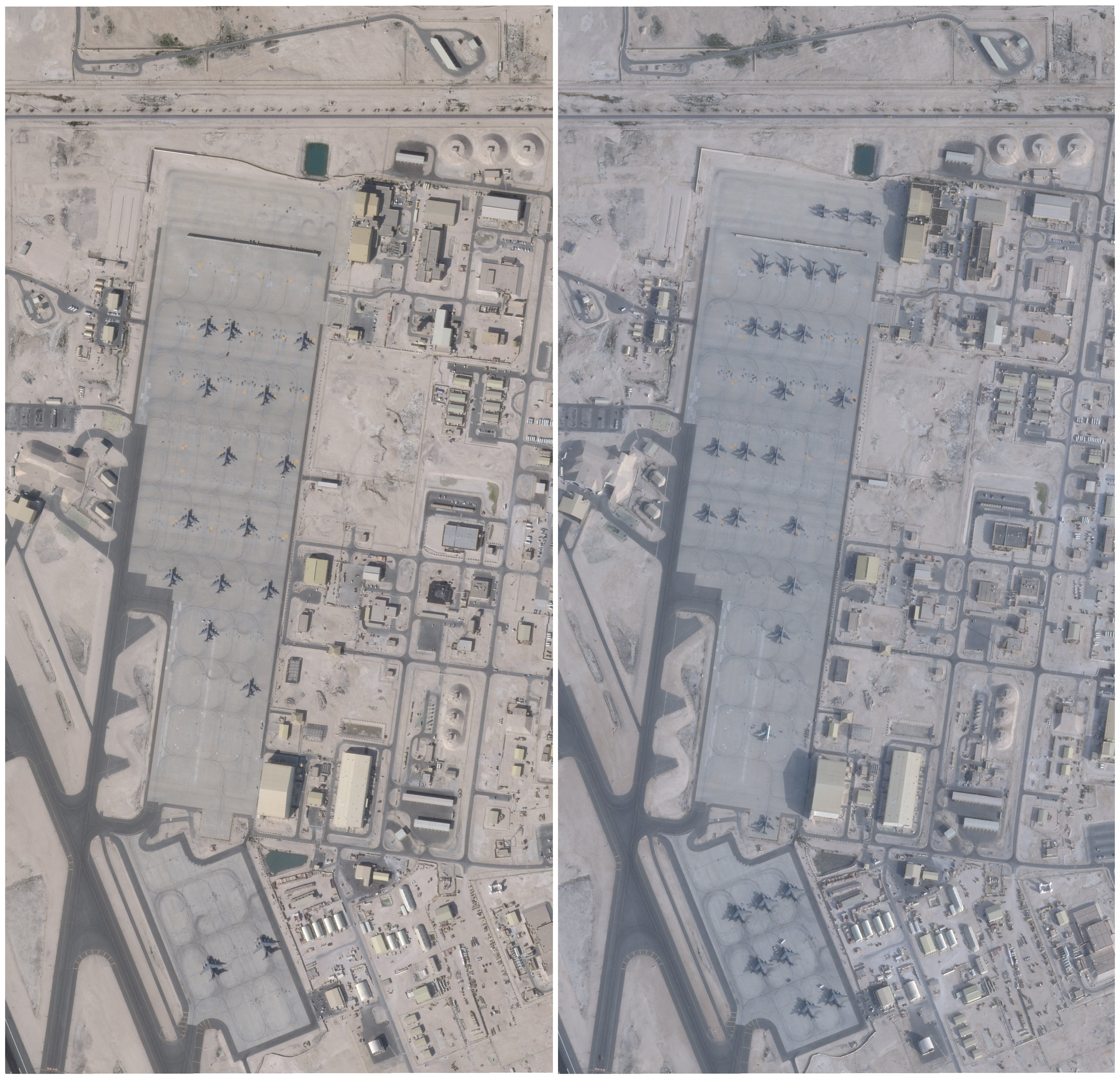 ▲▼ 美軍近期在中東最大軍事基地——卡達烏代德基地（Al-Udeid Air Base）部署愛國者飛彈時，罕見採用機動式卡車發射平台。（圖／路透）