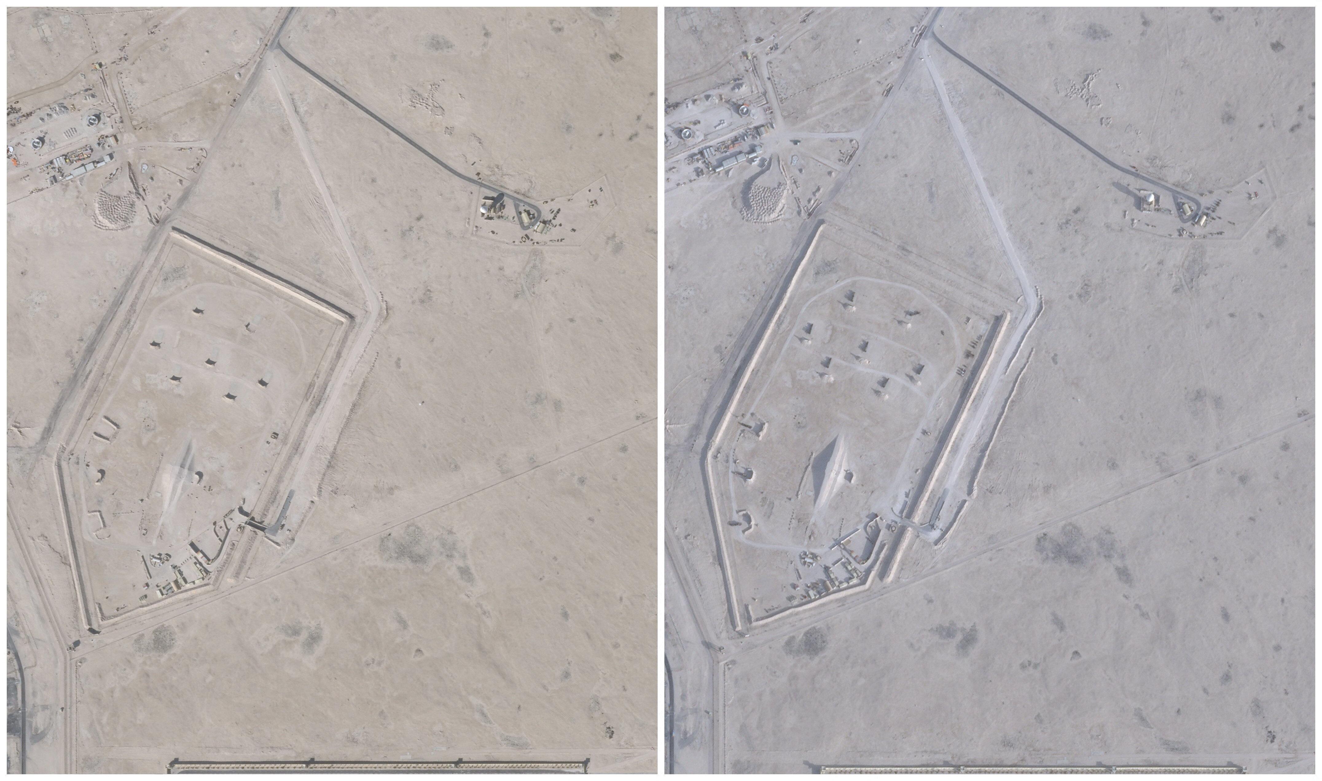 ▲▼ 美軍近期在中東最大軍事基地——卡達烏代德基地（Al-Udeid Air Base）部署愛國者飛彈時，罕見採用機動式卡車發射平台。（圖／記者陳宛貞攝）