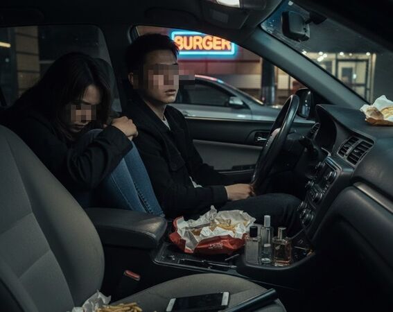 ▲▼情侶車內吃播被闖入搶劫。（AI協作圖／記者董美琪製作，經編輯審核）