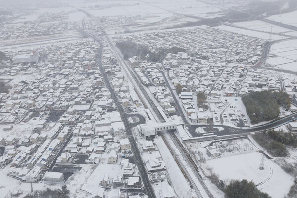 ▲▼日本滋賀縣大雪。（圖／達志影像／美聯社）