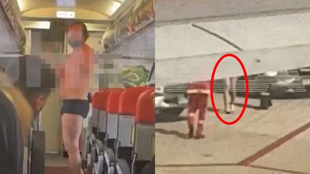 8608058 ▲▼脫到剩內褲!醉男大鬧航班「找空服員決鬥」 跳出艙門結局曝光。(圖/翻攝X)