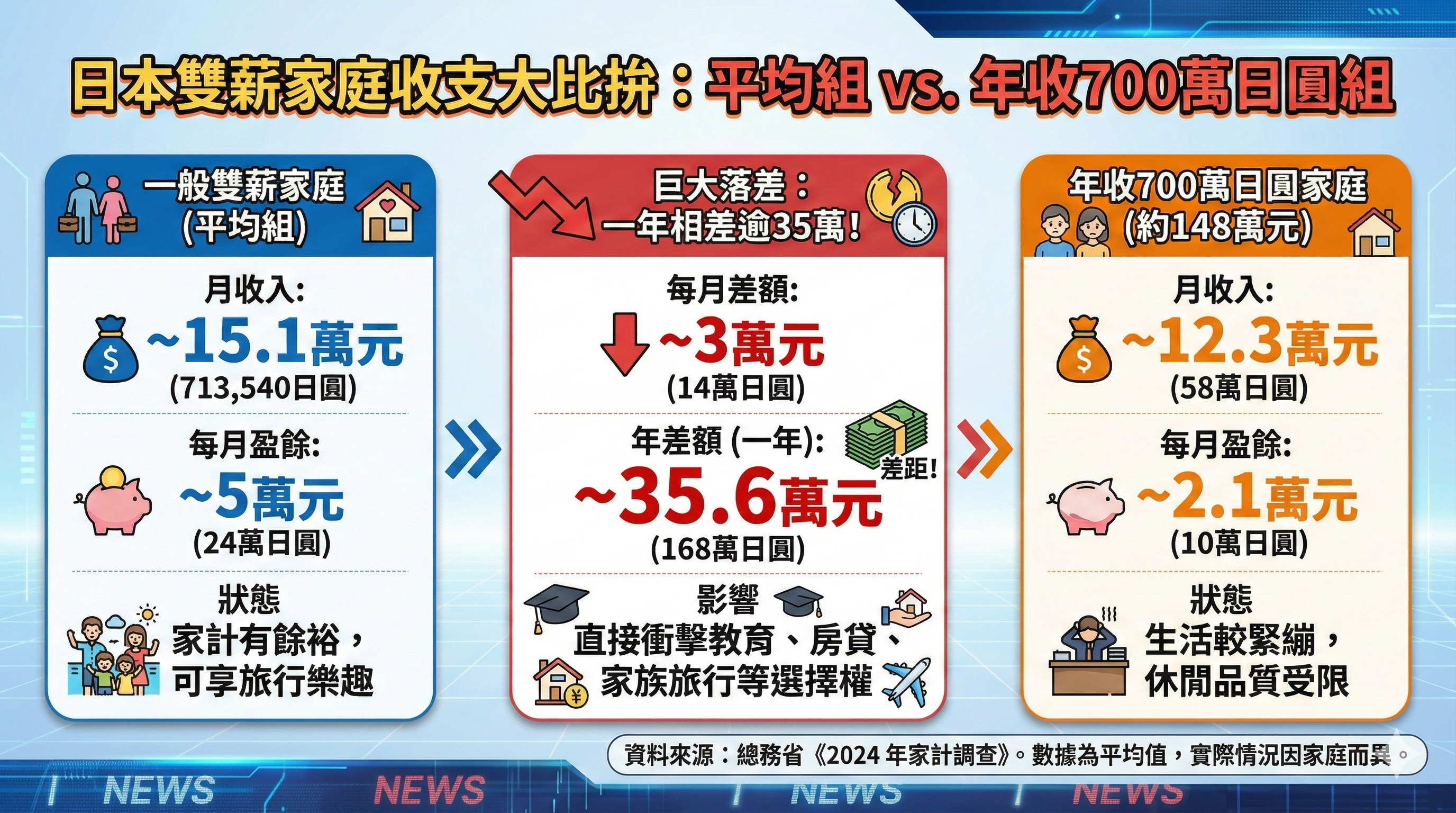 ▲▼日本「育兒家庭」平均收入。（AI協作圖／記者張方瑀製作，經編輯審核）