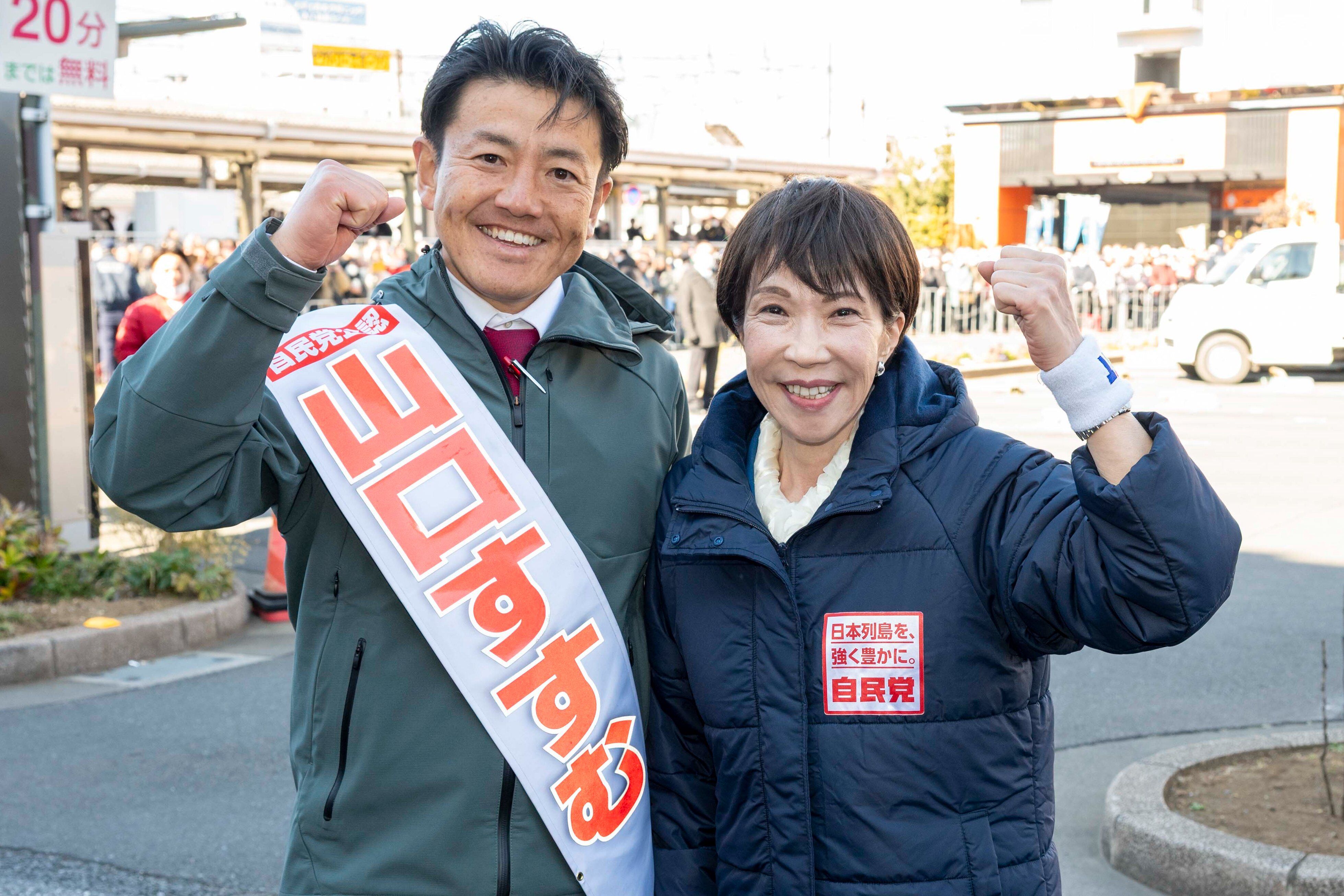 ▲高市早苗選前親自站台助選，「台灣女婿」山口晉當選重返國會。（圖／翻攝X）