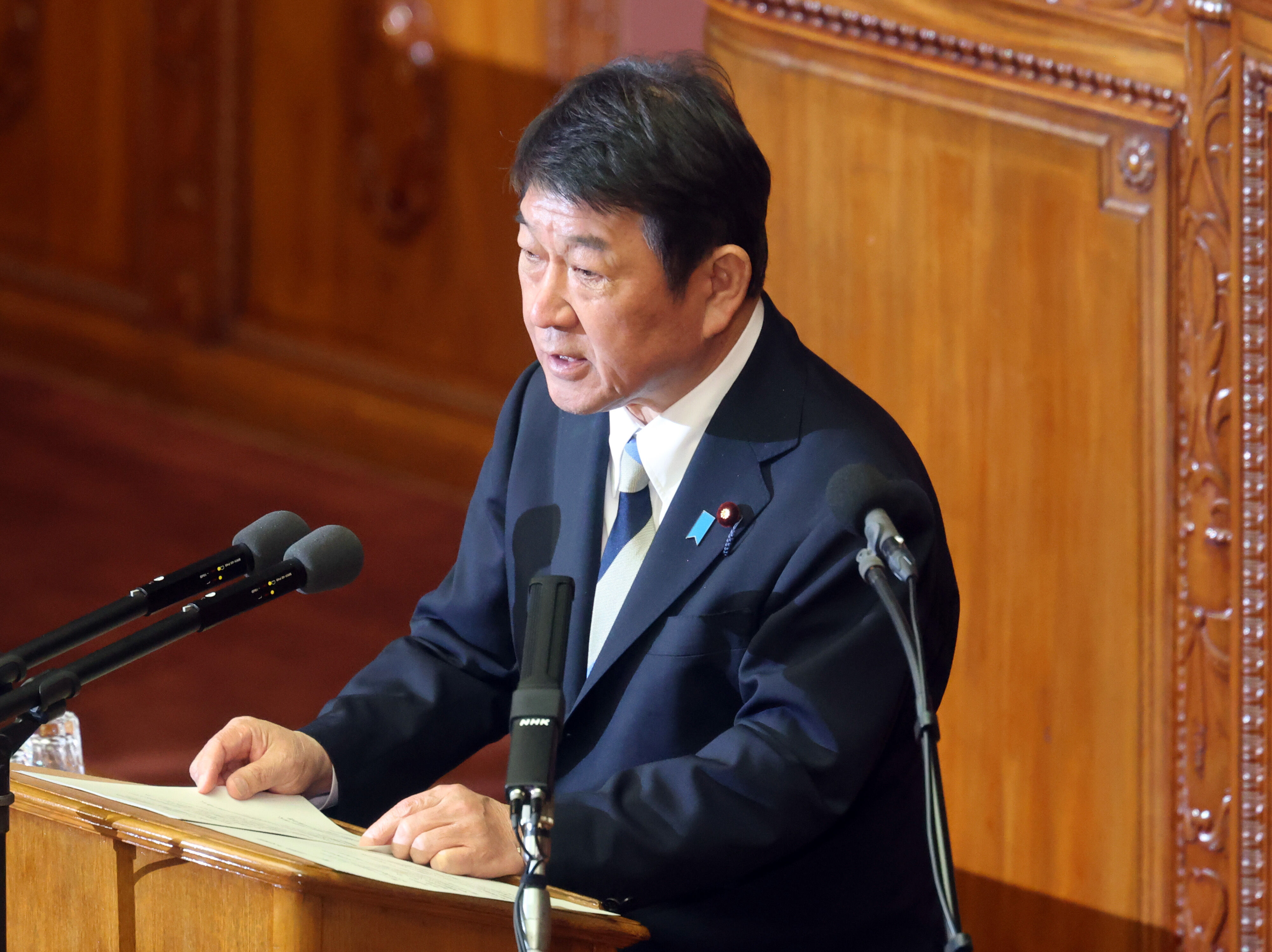 ▲▼日本外務大臣茂木敏充20日在眾議院發表外交演說，提到日韓領土爭端議題。（圖／達志影像）