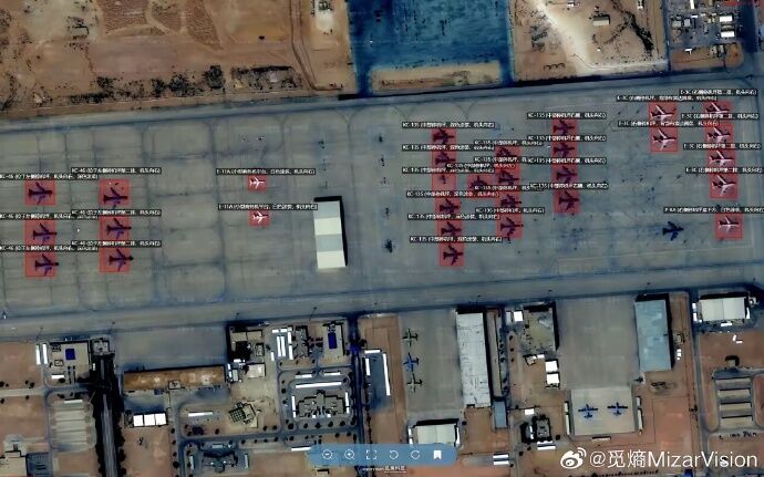 8638944-1 ▲▼中國商用衛星公司覓熵科技曝光美軍在中東的部署影像。(圖/翻攝自微博/覓熵MizarVision)