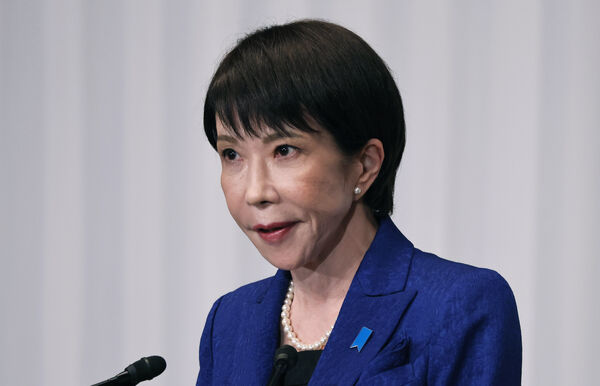 ▲▼日本首相高市早苗9日下午在自民黨總部針對眾議院選舉結果召開記者會。（圖／達志影像／美聯社）