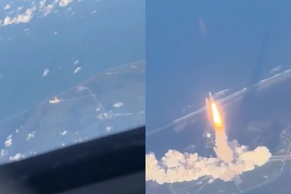 ▲▼超幸運！搭機巧遇太空船升空　「上帝視角片」吸百萬瀏覽。（圖／翻攝自X）