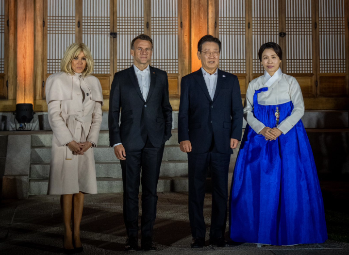 8686132 ▲▼馬克宏夫婦出訪南韓,與李在明夫婦會面。(圖/X/Emmanuel Macron)
