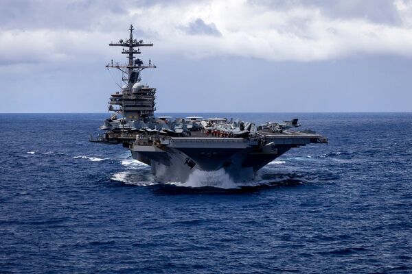 ▲▼美軍航空母艦「布希號」駛入印度洋。（圖／翻攝X／@CENTCOM）