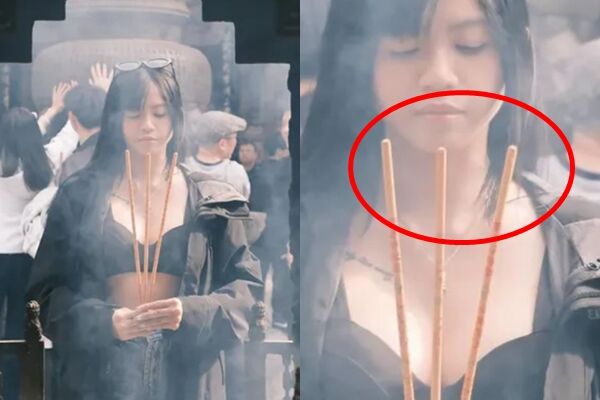 ▲▼大馬網紅「露奶拜拜」被轟褻瀆神明！　網抓包：連香都沒點。（圖／翻攝自Threads）