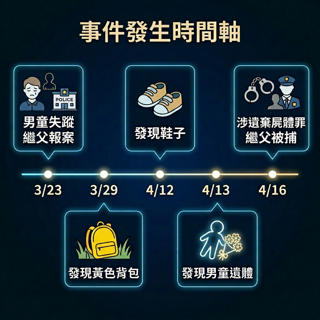 ▲▼京都男童棄屍案「24天時間軸一次看」。（AI協作圖／記者吳美依製作，經編輯審核）