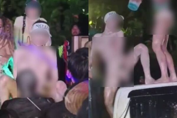 ▲▼上空露雙乳！她潑水節「嗨脫比基尼」畫面外流　真實身分曝光。（圖／翻攝自X）