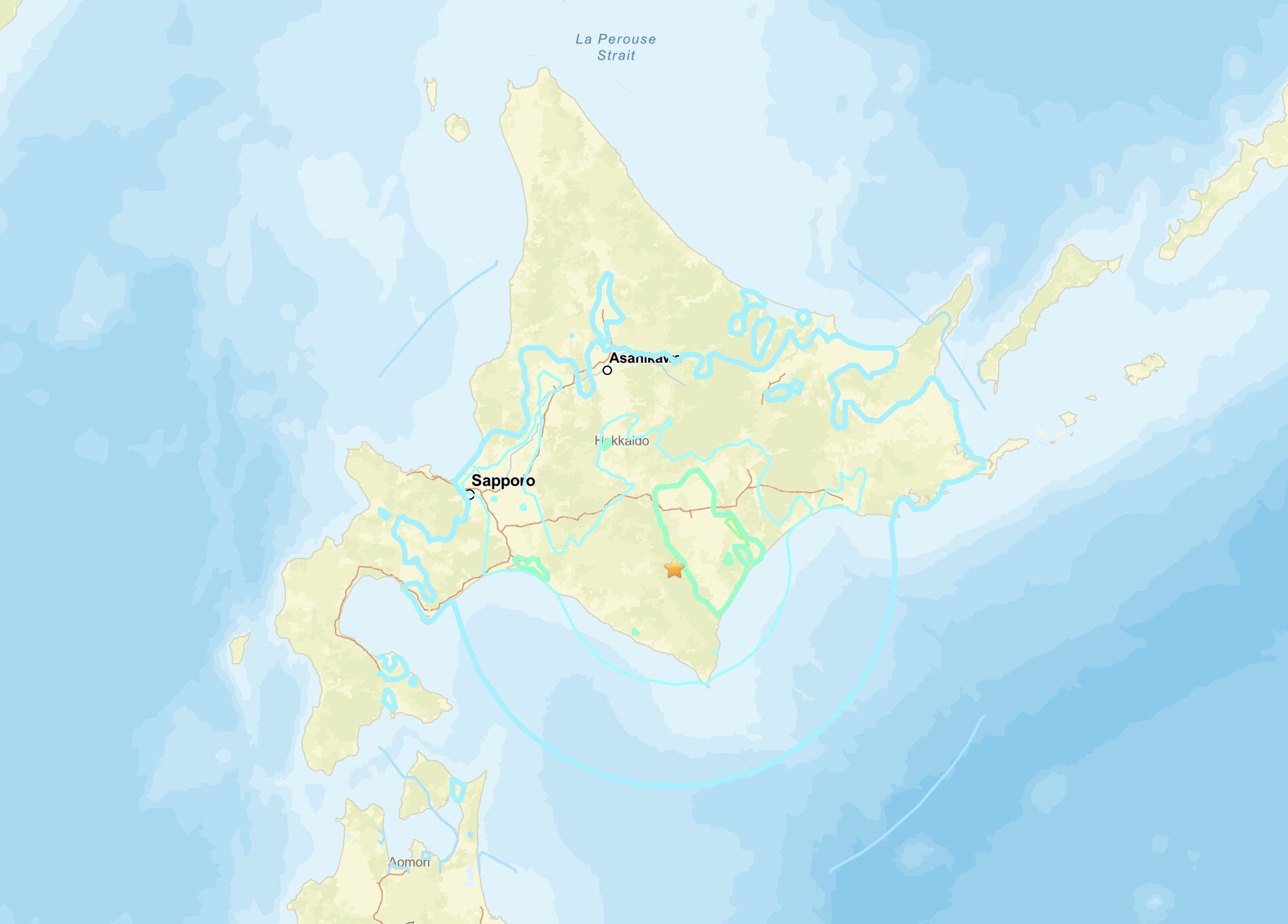▲北海道發生規模6以上地震 。（圖／翻攝USGS）