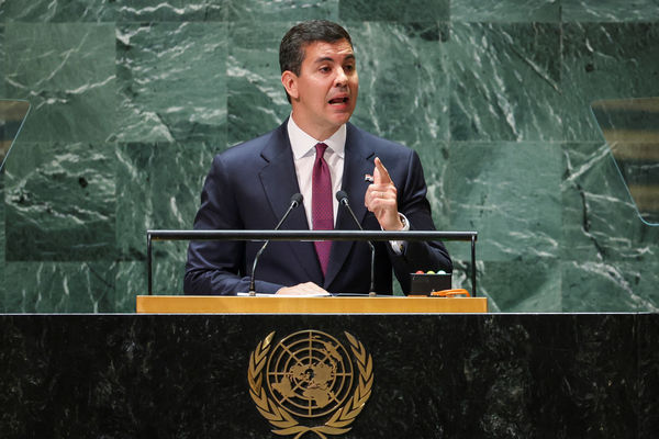 d7241095 ▲▼ 巴拉圭總統貝尼亞(Santiago Pena)19日在聯合國大會(UNGA)上表態,支持台灣加入聯合國系統。(圖/路透)