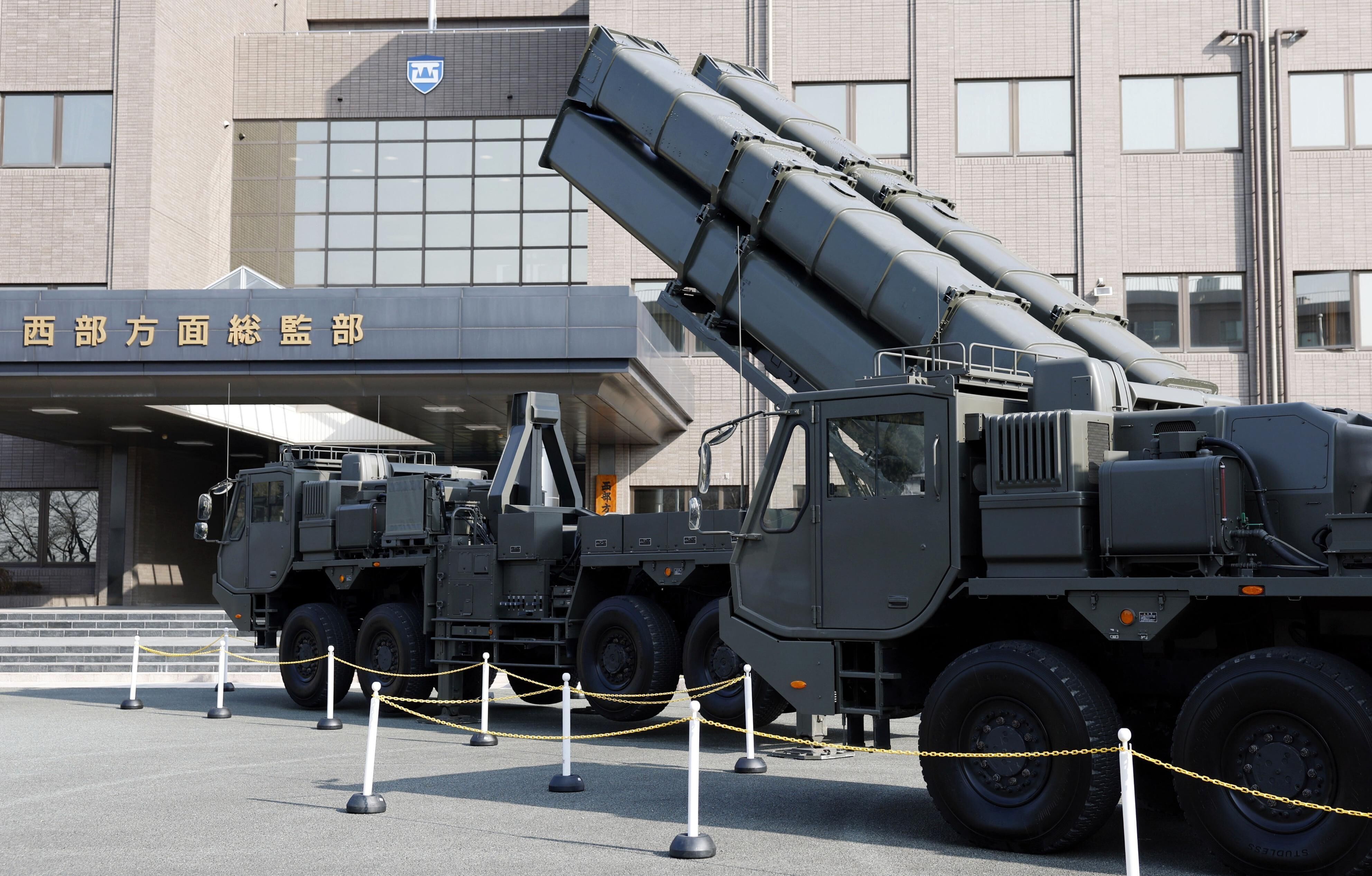 ▲▼日本熊本陸上自衛隊健軍基地將部署可攻擊敵方、具備反擊能力的「12式陸基反艦飛彈」，圖片為該款飛彈的發射車。（圖／達志影像）