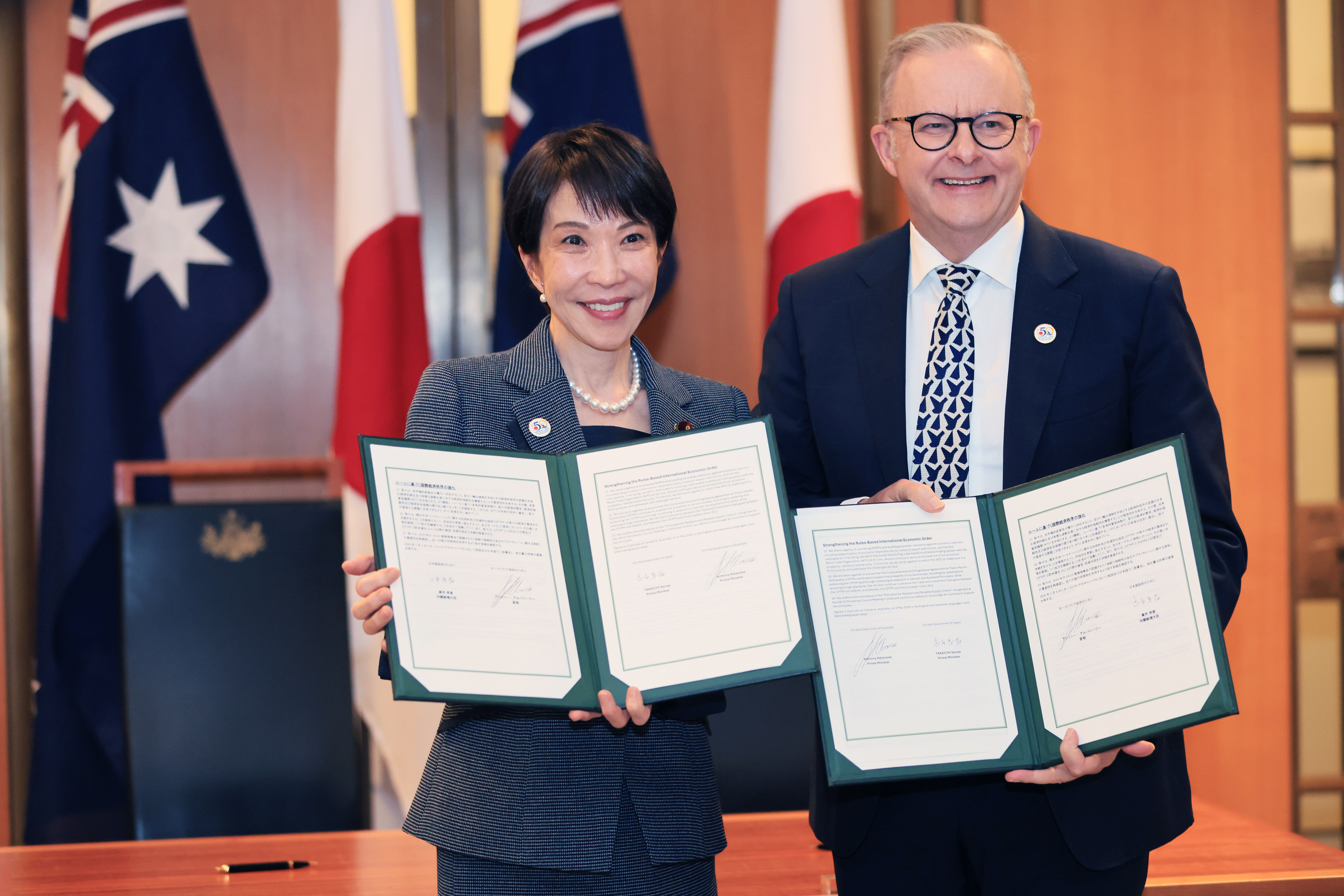 ▲▼日本首相高市早苗利用黃金周假期出訪越南、澳洲，4日與澳洲總理艾班尼斯簽署聯合聲明與宣言。（圖／達志影像／美聯社）