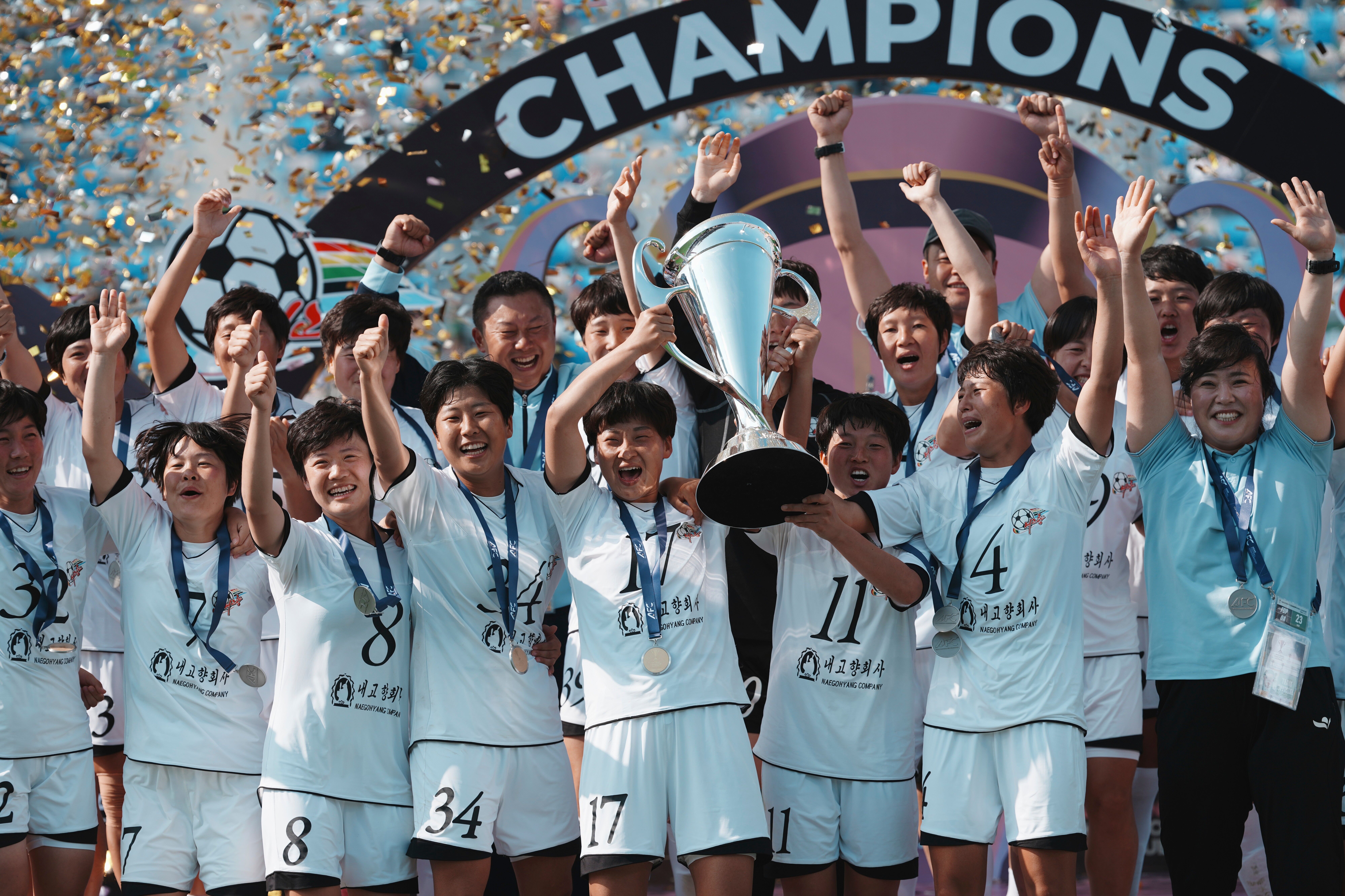 ▲▼北韓「我故鄉女子足球隊」23日以1比0的成績擊敗日本，奪下亞洲足球聯盟（AFC）女足冠軍。（圖／達志影像／美聯社）